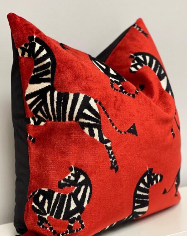 Red Dancing Zebras Pillow Cover