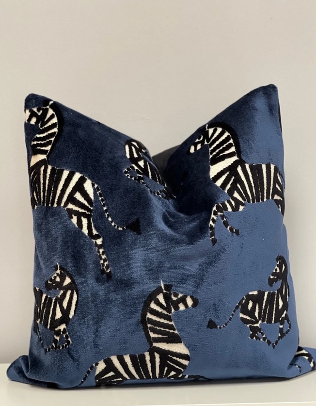 Saphire Dancing Zebras Pillow Cover