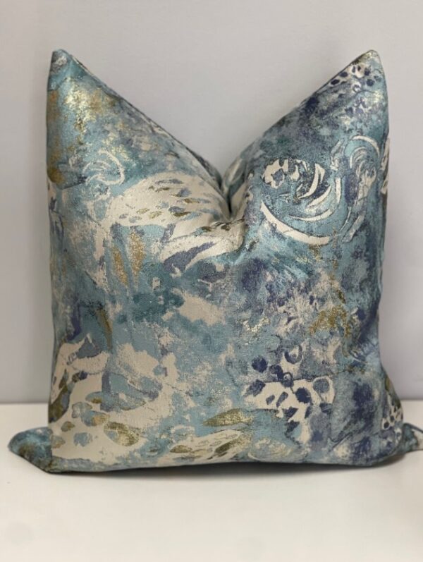 Aquarius Blue metallic pillow cover