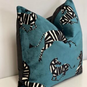 Teal Dancing Zebras Pillow Cover