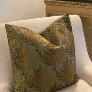 Golden Olive Embroidered Pillow Cover