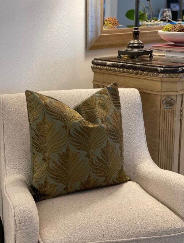 Golden Olive Embroidered Pillow Cover